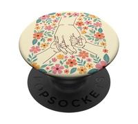 Art botanique des Mains Fleuries pour l'amour et l'amitié PopSockets PopGrip Adhésif