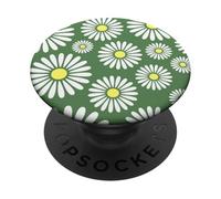 Art botanique rétro Motif Marguerite Verte PopSockets PopGrip Adhésif