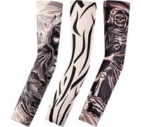 Art bras faux tatouage manches couverture 3 paires/ensemble unisexe temporaire bras bas mode tatouages corps Art crème solaire manches