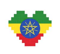 Art Brique Puzzle en forme de cœur Drapeau de l'Éthiopie Impression 3D Blocs de construction 30 pièces DIY Cadeau relaxant