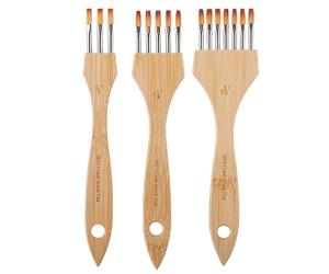 Art Brush Set - 3 Pieces of Professional Textured Nylon Wool, Smooth Handles, Blending and Detail Tools, Acrylic and Watercolor Oil Painting kit | Ideal Choice for Art