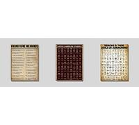 Art By AVARDAN SCIENCE Lot de 3 tableaux éducatifs avec connaissances sans cadre (démons et leurs symboles, symbole amérindien, rune viking 210 x 297 mm)