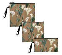 Art Calla Lily Brown Flower Lot de 3 sacs à sandwich réutilisables multi-usage pour le travail, le pique-nique ou les voyages