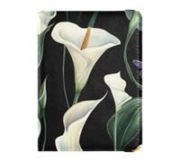Art Calla Lily Fleur Vert et Blanc Porte-passeport décoratif en cuir pour voyage famille Portefeuille Combo mignon carnet de passeport Ultra fin, art Calla Lily fleur vert et blanc, 1 size