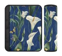 Art Calla Lily Lot de 2 housses de sangle de siège de voiture Bleu marine pour libérer le stress sur votre cou et vos épaules pour la plupart des voitures Protection pour la plupart des voitures