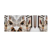Art Cat - Tapis de bureau extra large de 30 x 80 cm, tapis de souris de jeu antidérapant avec bords cousus, tapis de clavier imperméable pour bureau