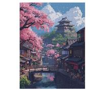 Art Cerisier Japonais Puzzle en Bois 500 Pièces, DIY, Divertissement Créatif, Amusement Puzzles pour Adultes Et Enfants À Partir De 12 Ans, 55×41cm