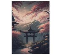 Art Cerisier Japonais Puzzle en Bois Enfant 300 Pièces - Jeu Educatif Motricité Fine Et Concentration - Puzzles pour Adultes 42×30cm