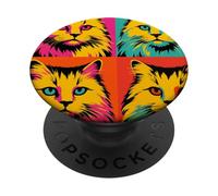 Art - Chat Persan Warhol PopSockets PopGrip Adhésif