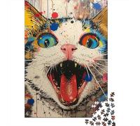 Art Chat Vibrant Premium Carton 1000 Pièces Style Pop Art Puzzle, Défi Éducatif Adultes/Adolescents, Cadeau & Activité Maison, Couleurs Vives pour Enthousiastes 52x38cm/1000pcs