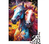 Art Cheval coloré Puzzle À 1000 Morceaux Papier Épais Puzzle Familial Passionnés De Casse-tête Compatible Plateau Activité Lien Familial 52x38cm/1000pcs