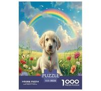 Art Chien Arc-en-Ciel Adultes Puzzles 1000 Pièces Animal Cadeaux d'anniversaire pour Noël Décoration Intérieure Jeux Éducatifs Family Games Stress Relief Toy 38x26cm/1000pcs