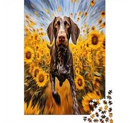 Art : Chien en Course Cadeau Unique Décoration Intérieure Style Tournesol Vibrant Jeu ÉduChatif Challenge Toy Adultes & Enfants des 14 Ans 52x38cm/1000pcs