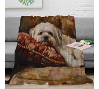 Art Classique Plaid Chien 3D Printed Microfibre Décoration Canapé Retro Dog Throw Blanket pour Adultes Ados 60x80(150x200cm)