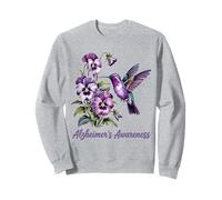 Art Colibri Violet et Fleurs - Sensibilisation à la maladie d'Alzheimer Sweatshirt