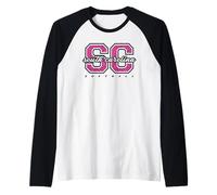 Art collégial rétro de Softball Rose léopard de Caroline du Sud Manche Raglan