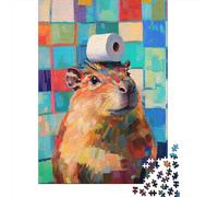 Art coloré Capybara Puzzle 1000 Pièces Adultes Animaux Puzzles 1000 Pièces Défi Jouet Décor À La Maison 38x26cm/1000pcs