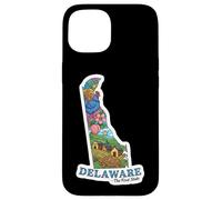 Art Coloré de l'État du Delaware avec Symboles Iconiques Coque pour iPhone 15