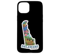 Art Coloré de l'État du Delaware avec Symboles Iconiques Coque pour iPhone 15 Plus