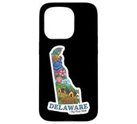 Art Coloré de l'État du Delaware avec Symboles Iconiques Coque pour iPhone 15 Pro