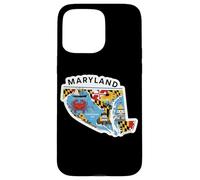 Art Coloré des Symboles du Maryland et du Crabe Coque pour iPhone 15 Pro Max