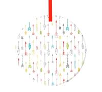 Art coloré dessiné à la main avec flèches de style bohème imprimé pendentif rond en verre - élégant arbre de Noël à suspendre pour les vacances, Noël, décoration de Pâques