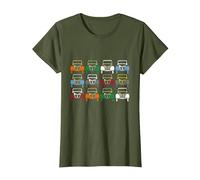 Art coloré Vintage pour Citroën 2CV T-Shirt, Femme, Olive, L