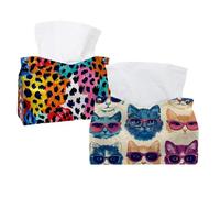 Art Colorful Cats in Glasses Seamless Pattern
