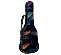 Art Colorful Dragonflies Sac pour guitare acoustique avec 2 poches, bandoulière réglable et crochet arrière, convient pour guitares électriques, basses et guitares classiques, Art Libellules colorées,