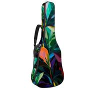 Art Colorful Leaves Sac pour guitare acoustique avec 2 poches, bandoulière réglable et crochet arrière, convient pour guitares électriques, basses et guitares classiques, Feuilles colorées d'art,