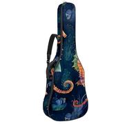 Art Colorful Seahorse Sac pour guitare acoustique 106,7 cm avec bandoulière réglable et crochet arrière, convient pour guitares électriques, basses, guitares classiques, ukulélé, Hippocampe coloré,