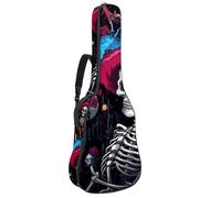 Art Colorful Skull Sac pour guitare acoustique de 104 cm avec bandoulière réglable et crochet arrière, convient pour guitares électriques, basses, guitares classiques, ukulélé, Crâne coloré