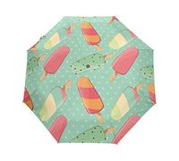 Art Cool Bonbons Glacés Parapluie Pliant Ouverture et Fermeture Automatique Protection UV Parapluies Pliant Coupe-Vent Ultra-léger pour Voyager Plage Femmes Enfants Fille