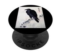 Art Corbeau Japonais - Peinture Traditionnelle au Pinceau à l'encre PopSockets PopGrip Adhésif