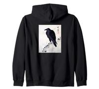 Art Corbeau Japonais - Peinture Traditionnelle au Pinceau à l'encre Sweat à Capuche