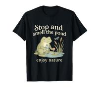 Art Cottagecore Kawaii Frog Stop and Smell The Pond T-Shirt