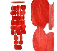 ART-CRAFT Capiz Chaîne en coquillage rouge comme suspension pour fenêtre ou décoration de salon, décoration de jardin, longueur 70 cm