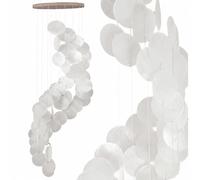 ART-CRAFT Capiz - Guirlande de coquillages - Spirale - Blanc - Décoration à suspendre pour fenêtre ou décoration de salon ou de jardin - Longueur : 90 cm