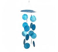 ART_CRAFT Capiz Guirlande nacrée bleue à suspendre pour fenêtre ou décoration de salon, mais aussi comme décoration de jardin, longueur 50 cm