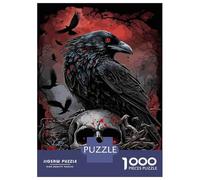 Art crâne Corbeau Sombre 1000 Pièces Puzzle Puzzle Adultes Carton Recy ctivité Éducative Sympa, Jeu À La Maison, Super Cadeau pour Les Familles Qui Adorent Les Puzzles 52x38cm/1000pcs