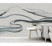 Art Créatif Abstrait Représentant Une Chaîne De Montagnes Et Une Rivière Papier Peint 3D Installation Facile Intissé Tapisserie Bureau Salon Canapé Chambre Décoration Murale-300cm×210cm