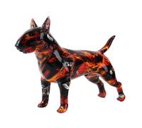 Art créatif simple coloré Bull Terrier statue en résine pour animal de compagnie - Décoration de la maison, bureau moderne (G861 rouge)