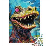 Art Crocodile Puzzles 1000 Pieces Cadeau Unique Jeu Éducatif Défi Jouet À De Qualité Supérieure Peinture Art pour Adultes Et Enfants À Partir De 14 Ans 1000pcs (75x50cm)