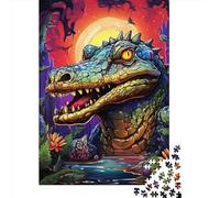 Art Crocodile Puzzles 1000 Pieces Cadeau Unique Jeu Éducatif Défi Jouet À De Qualité Supérieure Peinture Art pour Adultes Enfants 1000pcs (75x50cm)