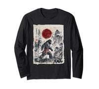 Art cryptide Japonais Vintage Sumi-e Sasquatch Samouraï Manche Longue