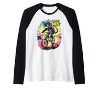 Art Cycliste Urbain Black Cat BMX Rider Ride The Night Manche Raglan