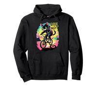 Art Cycliste Urbain Black Cat BMX Rider Ride The Night Sweat à Capuche