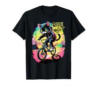 Art Cycliste Urbain Black Cat BMX Rider Ride The Night T-Shirt