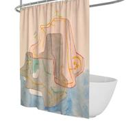 Art d’Abstraction Merveilleux Rideau de Douche Mythe d’Une île Peintures célèbres Tirages de Douche Rideaux de Douche en Tissu Extra Long Rideau de Baignoire 200 x 200 cm