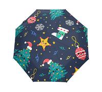 Art D’Arbre De Noël Parapluie Pliant Ouverture et Fermeture Automatique Protection UV Parapluies Pliant Coupe-Vent Ultra-léger pour Voyager Plage Femmes Enfants Fille
